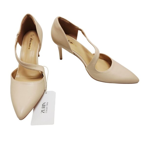 Zurin Collection Womens Nude Pointed-Toe Pumps With Straps Size 8.5 - Picture 4 of 9